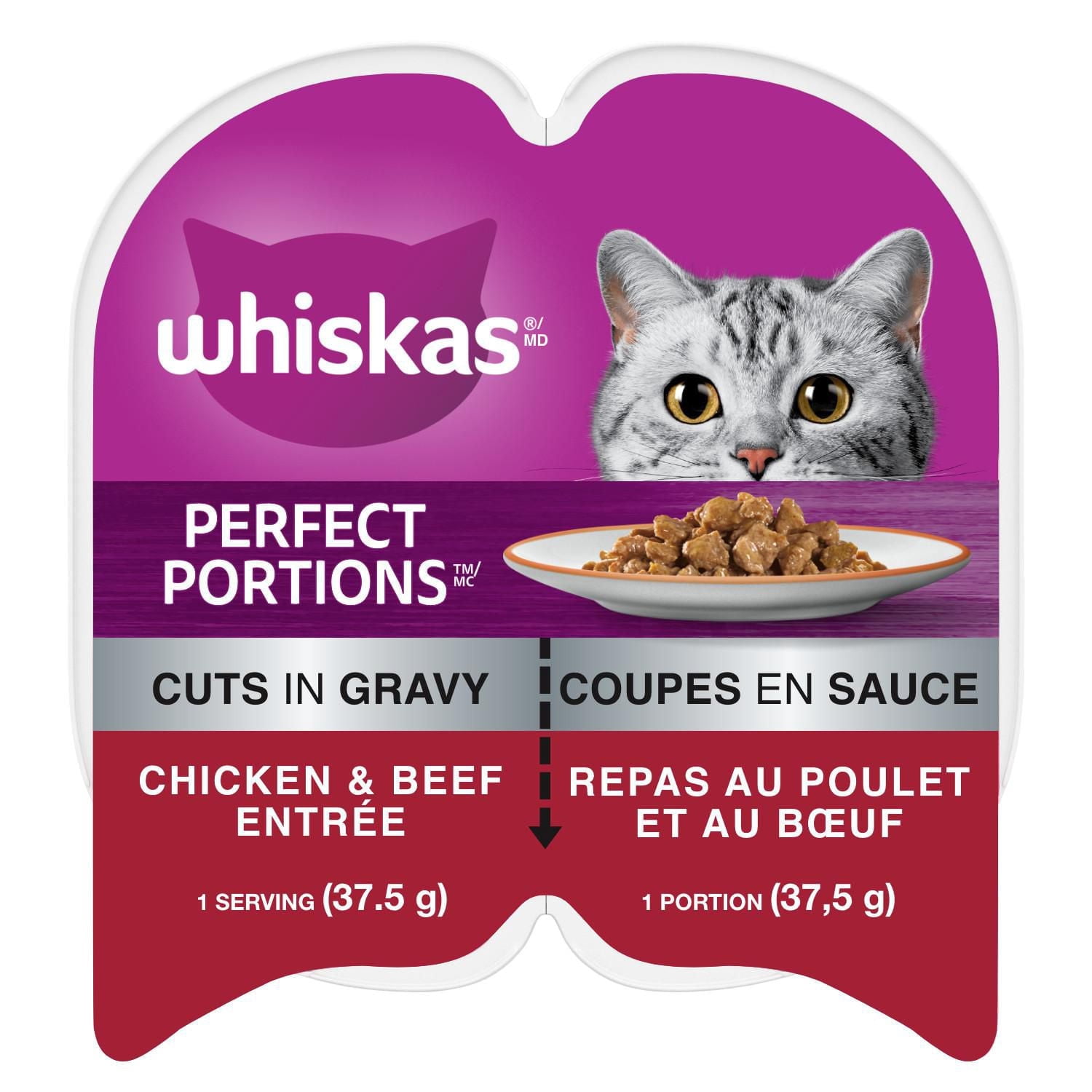 Whiskas Perfect Portions Chicken & Beef Entrée Cuts in Gravy Wet Cat Food