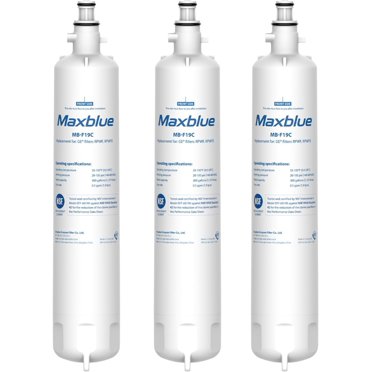 Maxblue MB-F19C-D (avec Puce) Filtre à Eau de Réfrigérateur Certifié NSF 401, Remplacement pour GE RPWFE, RPWF, WSG-4, WF277, GFE28GMKES, PFE28KBLTS, GFD28GSLSS, PWE23KSKSS, GYE22HMKES, DFE28JSSS, Lot de 3
