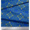 thumbnail image 3 of Soimoi Tissu Bleu Poly Georgette Imprimé Damas Marocain au Mètre 52 Pouces de Large, 3 of 3