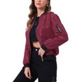 thumbnail image 4 of INSPIRE CHIC Blouson Bomber Court pour Femme à Col Montant, Manches Longues, Fermeture Éclair Intégrale, 4 of 6
