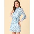 thumbnail image 4 of INSPIRE CHIC Women's Floral Print Lace Ruffle Crew Neck Casual Mini Dress, 4 of 6