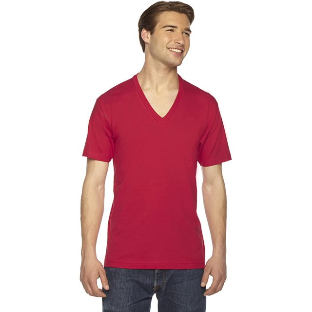 American Apparel T-Shirt Unisexe à Manches Courtes Col en V, m, Rouge