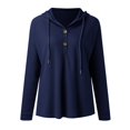 thumbnail image 4 of Women‘s V Neck Hoodies Half Button Raglan Sleeve Sweatshirt Drawstring Pullover Tops, 4 of 5