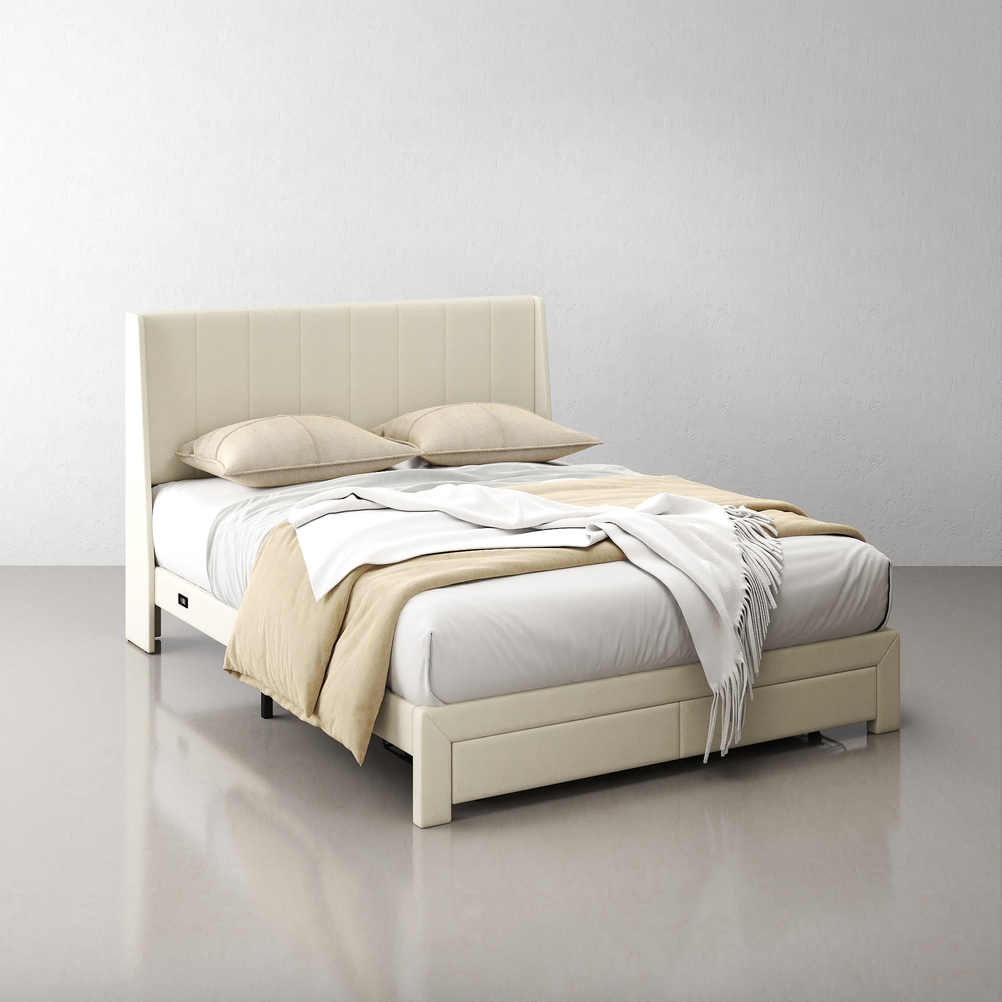 Ensemble cadre de lit queen et table de chevet pliante Homy Casa pour chambre et appartement