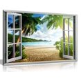 thumbnail image 4 of Beach Sunset View 3D Window Effect Canvas Wall Art Picture Print (24x16in), 4 of 5