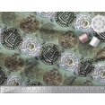 thumbnail image 2 of Soimoi Cotton Voile Fabric Text,Floral & Greek Key Block Printed Fabric 1 Yard 42 Inch Wide, 2 of 3