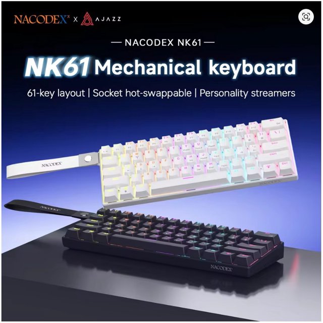 AJAZZ NK61 Clavier Mécanique de Jeu Filaire 60 % RVB à Commutation à Chaud 61 Touches Commutateur Rouge Mini Clavier pour Gamer PC Neuf