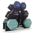 thumbnail image 1 of HolaHatha 2, 3, & 5 Pound Neoprene Dumbbell Free Weight Set w/ Rack, Pastel, 1 of 11