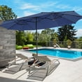 thumbnail image 4 of Gymax Outdoor 15' Double-Sided Patio Umbrella 48 Solar LED Lights Crank & Base Navy, 4 of 10