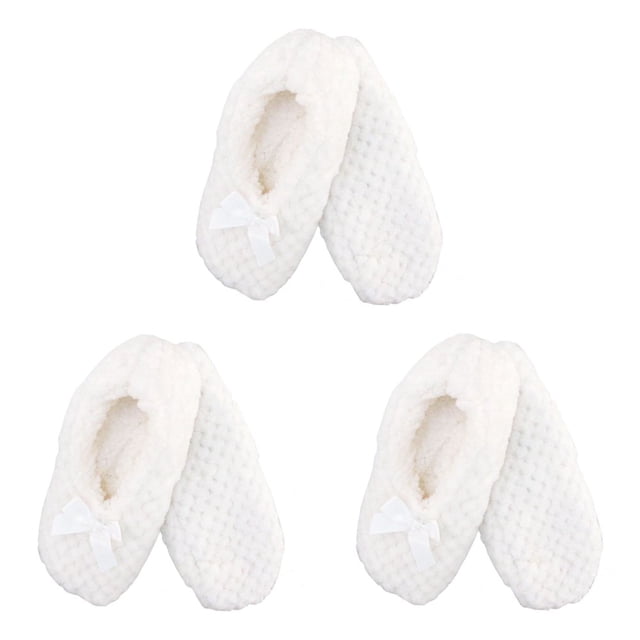 CHOK Adult Super Soft Warm Cozy Fuzzy Soft Touch Slippers Non-Slip Lined Socks Assortment B Medium 3 Pairs