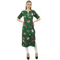 thumbnail image 1 of Bimba Kurta Verte à Imprimé Floral pour Femme Tunique Classique Chic de Designer Décontractée-12, 1 of 9