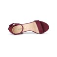 thumbnail image 4 of BLISSFUL STEP Women's Shoes Ankle Strap Block Heel Buckle Open Toe Sandals Burgundy 8.5, 4 of 8