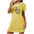 thumbnail image 2 of Jovati Chemise de Nuit Courte pour Femmes, Coupe Ample avec Imprimé sur la Poitrine, Nuisette à Manches Courtes à Col Rond, Mélange Polyester Spandex, Tissu Respirant et Léger, S à TTG, 2 of 8