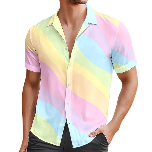 GDREDA Men's Dress Shirts Classic Fit Business Formal Wear Comfortable Attire Pink,M