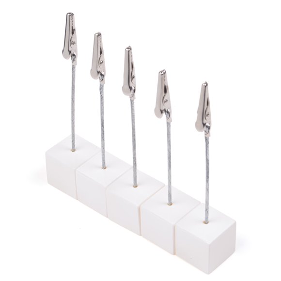 Cosmos 5 Pcs Cube Base Clips Mémo avec Pince Crocodile pour Afficher Numéros Cartes Nom Photos (Blanc)