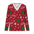 thumbnail image 4 of Qertyioot Chandail en Molleton de Noël pour Femmes Mode Décontractée Manches Longues Col en V Chandail, 4 of 5