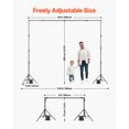 thumbnail image 3 of KFFKFF Backdrop Stand, 8.5 x 10 ft Adjustable Photo Backdrop Stand Kit, Portable Background Backdrop Stand with 2 Tripods, Heavy Duty Projector Screen Stand, 3 of 9