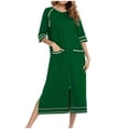 thumbnail image 4 of MeetoTime Women Robe Zipper Front House Dress 3/4 Sleeve Nightgown Full Length Ladies Loungewear with Pockets, 4 of 6
