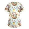 thumbnail image 5 of TopLLC Haut de Sarrau à Manches Courtes à Col en V pour Femme, Imprimé Lapin de Pâques, TG, 5 of 5