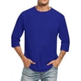 thumbnail image 1 of Hiiyo Men's Plus Size T-Shirt Comfortable Solid Color 3/4 Sleeve T Shirt, Blue, 1 of 6
