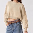 thumbnail image 2 of CEHVOM Women's Fashion Round Neck Solid Color Loose Fitting Pullover Sweater Clearance, 2 of 5
