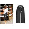 thumbnail image 3 of Pantalon Court en Lin pour Femmes - Pantalon d'Été Uni Cinq Points Grande Taille en Lin Pantalon Décontracté d'Été pour Femmes Grande Taille en Lin Capris Décontractés Noir P, 3 of 6