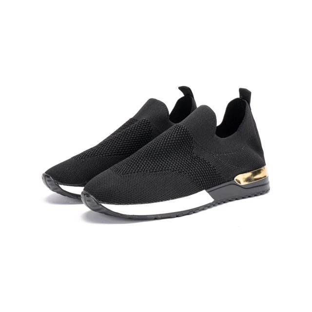 MAWCLOS Espadrilles pour Femmes à Enfiler Style Chaussette Confort Bout Rond Ballerines Respirantes Chaussures de Marche d'Extérieur Noir 10