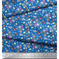thumbnail image 3 of Soimoi Blue Moss Georgette Fabric Leaves,Insect & Floral Artistic Print Sewing Fabric BTY 42 Inch Wide, 3 of 3