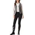 thumbnail image 2 of INSPIRE CHIC Women's Business Formal Button Front Closure V Neck Vest with Belt Pockets Grey M, 2 of 5