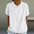 thumbnail image 2 of JIRNDf Chemises pour Femmes Hauts Tendance Été Col à Revers Manches Courtes Mode Tunique Décontractée Blouse Blanche m, 2 of 6