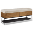 thumbnail image 1 of Bouclair Taupe Fabric Wood and Metal Storage Bench with Shoe Rack, 1 of 10
