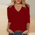 thumbnail image 2 of WRKEKC Chemises à Manches Longues pour Femmes, Hauts à Manches Longues pour Femmes, Haut/chemise à Col Rond à Manches Trois-Quarts Ample et Décontracté Uni pour Femmes, 2 of 6