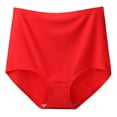 thumbnail image 1 of Bigersell Culottes Sans Coutures Grande Taille pour Femmes, Culottes Extensibles Taille Haute, Culottes Couvrantes pour Dames, sous-Vêtements Doux et Confortables, Culottes Invisibles, Rouge 4TG, 1 of 3