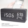 thumbnail image 2 of Mistaha LED Digital Wooden Alarm Clock APP Control Time/ Temperature/ Humidity/ Date Display Electronic Desktop Clock 4 Levels Brightness Sound Control USB Charge or Battery Supply, 2 of 8