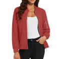 thumbnail image 1 of Duoif Veste pour Femmes, Manteau Décontracté à Fermeture Éclair avec Poches, Rouge Brique m, 1 of 9