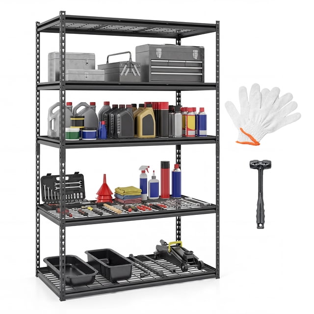 Costway 1 PCS 5-Tier Heavy-Duty Utility Shelf with Adjustable Wire Racks, 2000 lbs Capacity