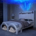 thumbnail image 1 of SIBEDS Bed Frame with Storage Drawers and Galaxy Star Projector PU Upholstered White Headboard, Queen, 1 of 9