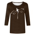thumbnail image 4 of Pompotops T-shirt Mode Imprimé Ample pour Femmes Manches 3/4 Mi-Longueur Blouse Col Rond Tops Décontractés Liquidation, 4 of 4
