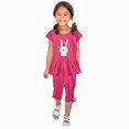 thumbnail image 2 of Chemises pour Filles, Ensemble Deux Pièces Été Col Rond Petit Imprimé Manches Courtes Manches Volantes Taille Élastique Pantalon Court, 2 of 5