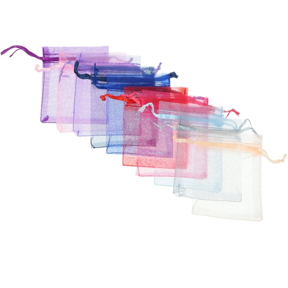 BRIGHTFUFU 100Set Goodie Bags Assorted Color Netting Reusable Storage Bags