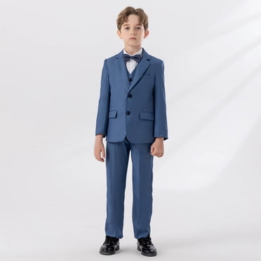 MKOSPLRT Boy's 5 Pieces Tuxedos Toddler Formal Suits Set Kids Slim Fit Suit for Weddings Blazer Vest Pant Suit Tuxedo Set with Shirt Ties