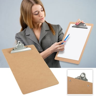 Fridja Hardboard Office Clipboards Standard A4 Letter Size, 9" x 12.5" Hangable Clip Boards with Low Profile Metal Clip, Wood Clipboard for Office, School