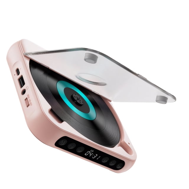 Youkk ABS Mignon Lecteur CD Léger et Portable pour Écouter de la Musique en Déplacement Répétition AB Lire Lecteur CD Portable Rose
