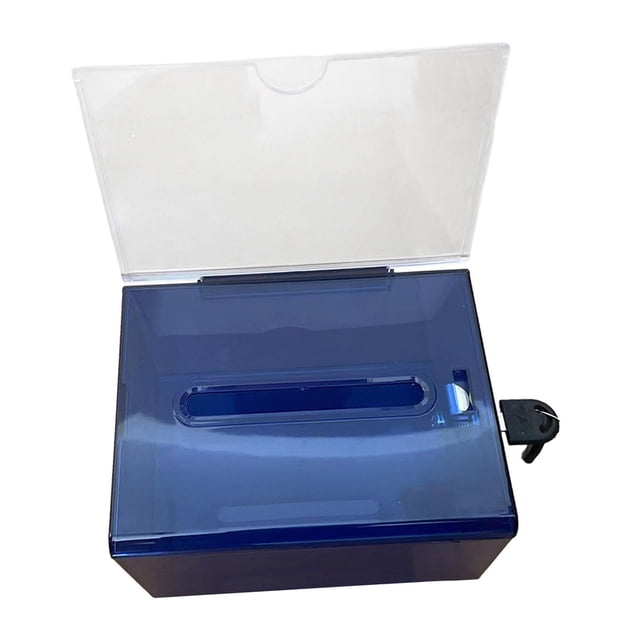 GROWTH TANK Boîte de Dons en Acrylique avec Serrure Conteneur de Rangement Boîte de Billets de Charité Boîte de Vote pour Salon de Vote Bureau d'Affaires Réception Bleu Foncé