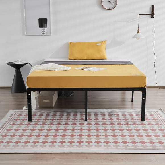 Ktaxon 18 Inch Queen Size Metal Platform Bed Frame / Steel Slat Support / No Box Spring Needed / Easy Assembly, Black