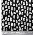 thumbnail image 1 of Soimoi Black polyester Crepe Fabric Jar & Bottle Kitchen Decor Fabric Printed Yard 42 Inch Wide, 1 of 3