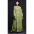 thumbnail image 4 of Bimba Robe Maxi à Manches Longues pour Femmes en Georgette Mousse Imprimée de Roses et de Renoncules à Taille Élastique - Moyen, 4 of 5
