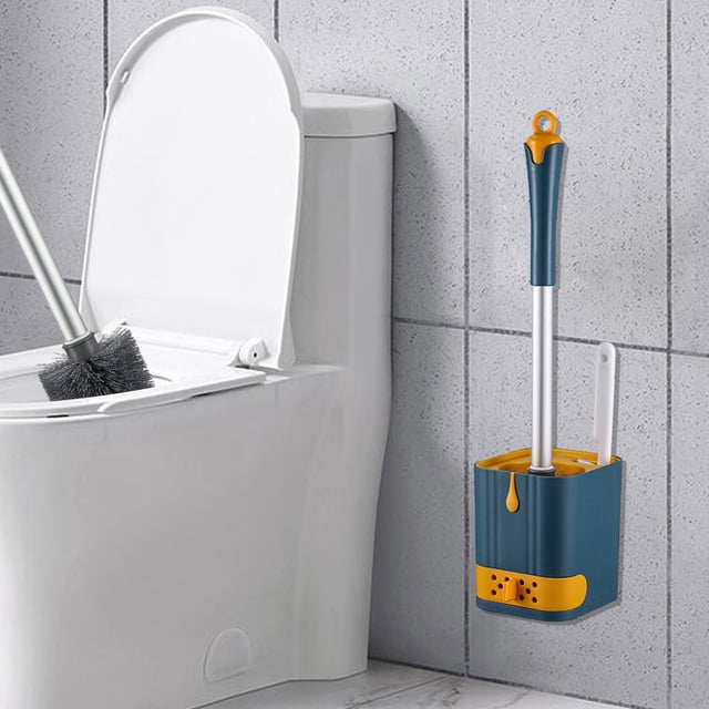 Multifunctional Wall Double Head Toilet Cleaning Brush Long Handle For Cleaning Without Dead Corners Built In Tray And Non Slip Base