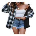 thumbnail image 4 of Veste à Carreaux pour Femmes, Manches Longues, Col Rabattu, Fermeture à Boutons, 4 of 6