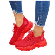 Women's Running Shoes Platform Athletic Non Slip Lightweight Sneakers Breathable Sport Casual ComfyWalking Sneakers Red Size 6.5